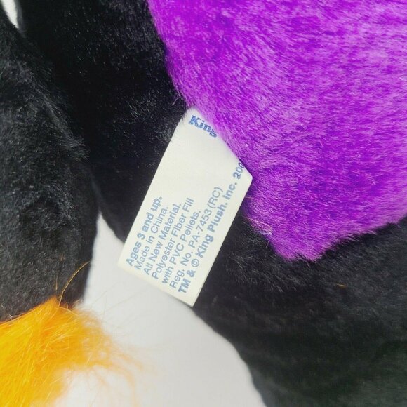 King Plush Black Lion 14 in Plush Big Cat Purple Orange Stuffed Animal Dunce Hat - Picture 7 of 8